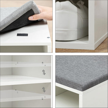 HOOBRO Schuhbank Garderobe Set mit 10 Fächern Sitzbank Haken Schuhschrank