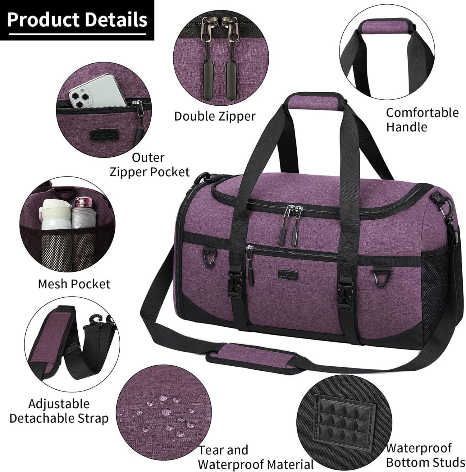 Sporttasche 40L Wasserdicht mit Sporthandtuch Schuhfach Nassfach Gym