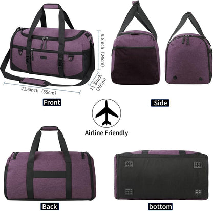 Sporttasche 40L Wasserdicht mit Schuhfach Nassfach Violett Gym Bag
