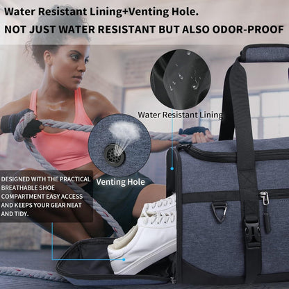 Lubardy Sporttasche 55L Wasserdicht mit Sporthandtuch & Schuhfach Blau