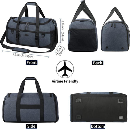 Lubardy Sporttasche 55L Wasserdicht mit Sporthandtuch & Schuhfach Blau