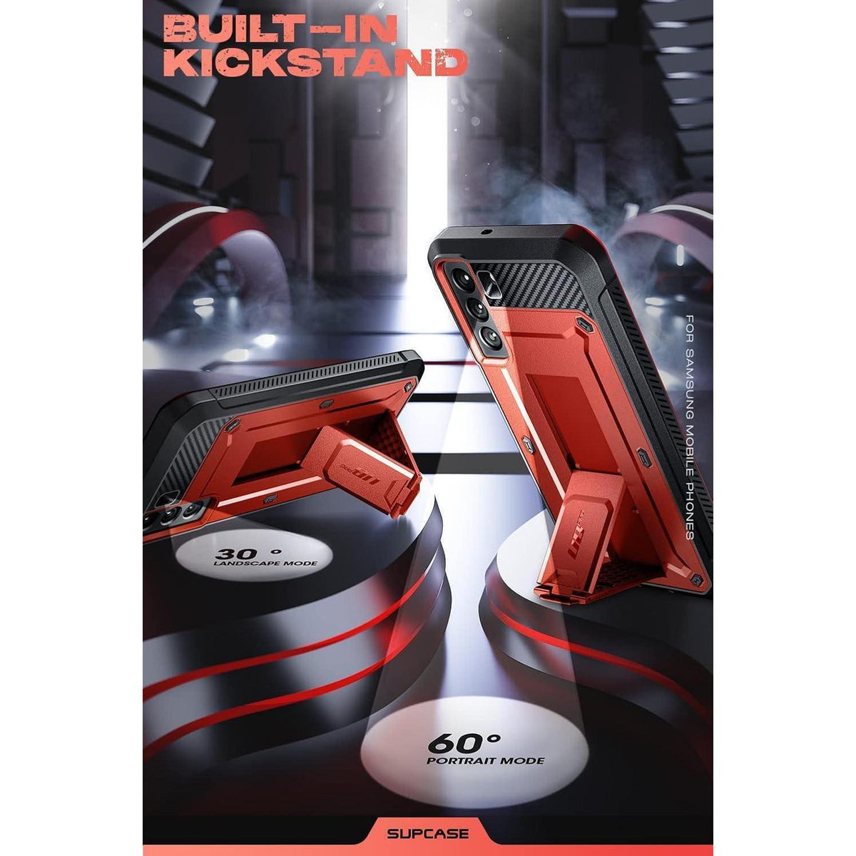 Robuste Outdoor Hülle für Samsung Galaxy S22 5G mit Gürtelclip Rot