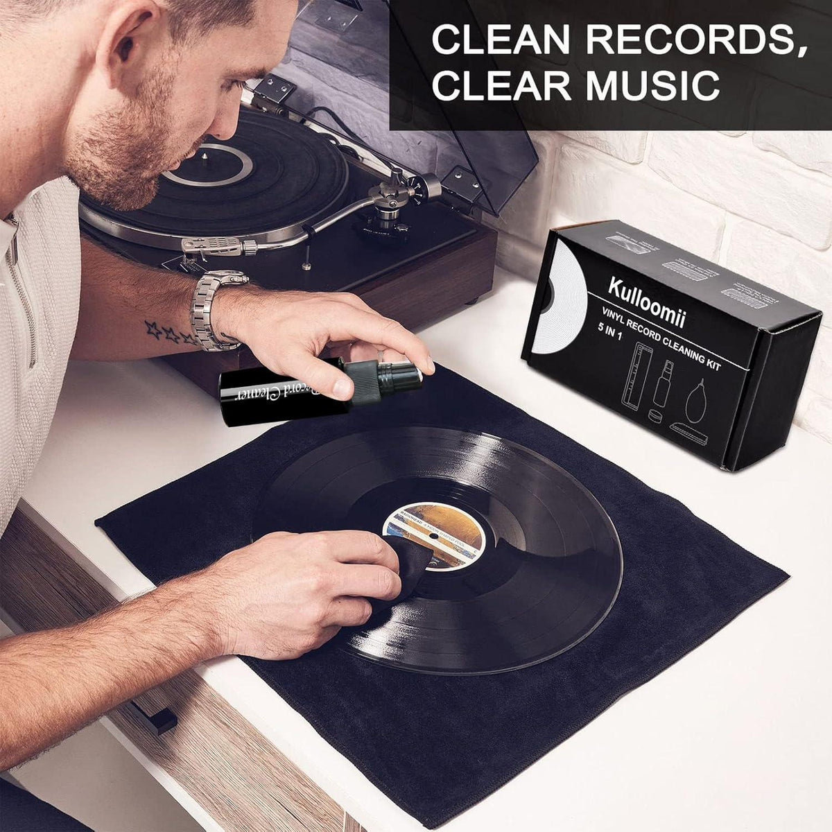 Vinyl Schallplatten Reinigungsset 5in1 Antistatik Bürste Nadelbürste