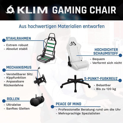 KLIM Gaming Chair 2024 Schwarz Ergonomischer Computerstuhl