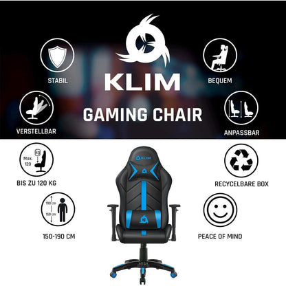 KLIM Gaming Chair 2024 Schwarz Ergonomischer Computerstuhl