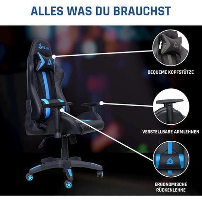 KLIM Gaming Chair 2024 Schwarz Ergonomischer Computerstuhl