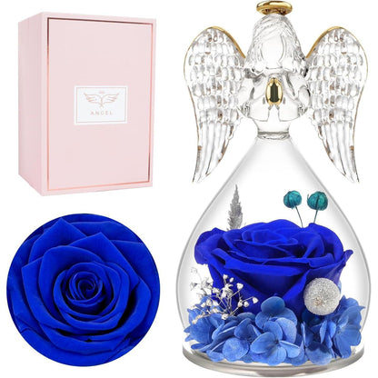 Ewige Rose Engel Geschenkbox Blau für Mama Geburtstag