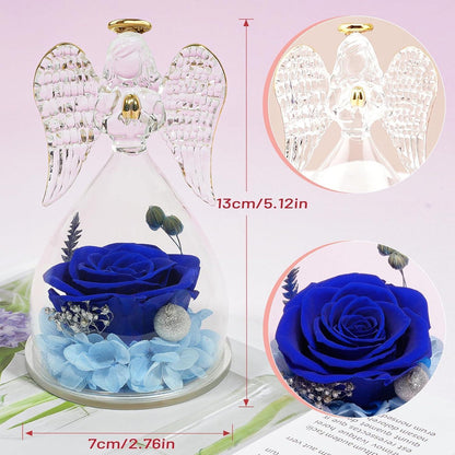 Ewige Rose Engel Geschenkbox Blau für Mama Geburtstag