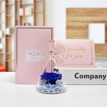 Ewige Rose Engel Geschenkbox Blau für Mama Geburtstag