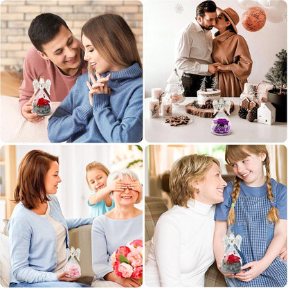 Ewige Rose Engel Geschenkbox Blau für Mama Geburtstag