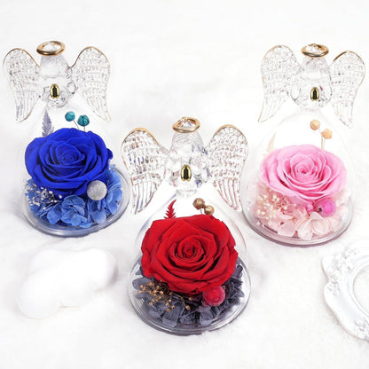 Ewige Rose Engel Geschenkbox Blau für Mama Geburtstag
