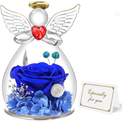 Miofula Ewige Rose Engel Geschenk für Mama Oma Blau