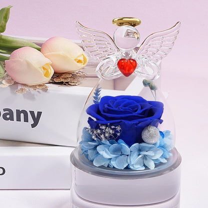 Miofula Ewige Rose Engel Geschenk für Mama Oma Blau