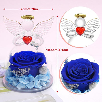 Miofula Ewige Rose Engel Geschenk für Mama Oma Blau