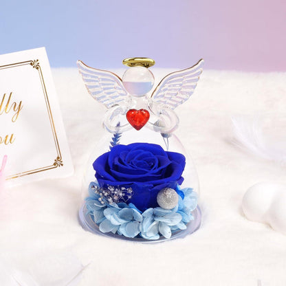 Miofula Ewige Rose Engel Geschenk für Mama Oma Blau