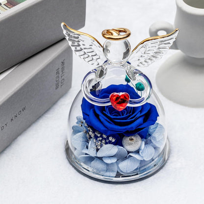 Miofula Ewige Rose Engel Geschenk für Mama Oma Blau