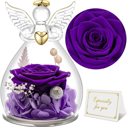 Ewige Rose Engel Figur Glaskuppel Rote Rose Muttergeschenk