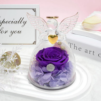Ewige Rose Engel Figur Glaskuppel Rote Rose Muttergeschenk