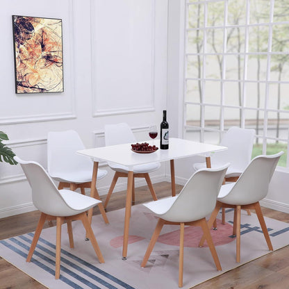 Esszimmergruppe Weiß 110cm Tisch + 6 Stühle