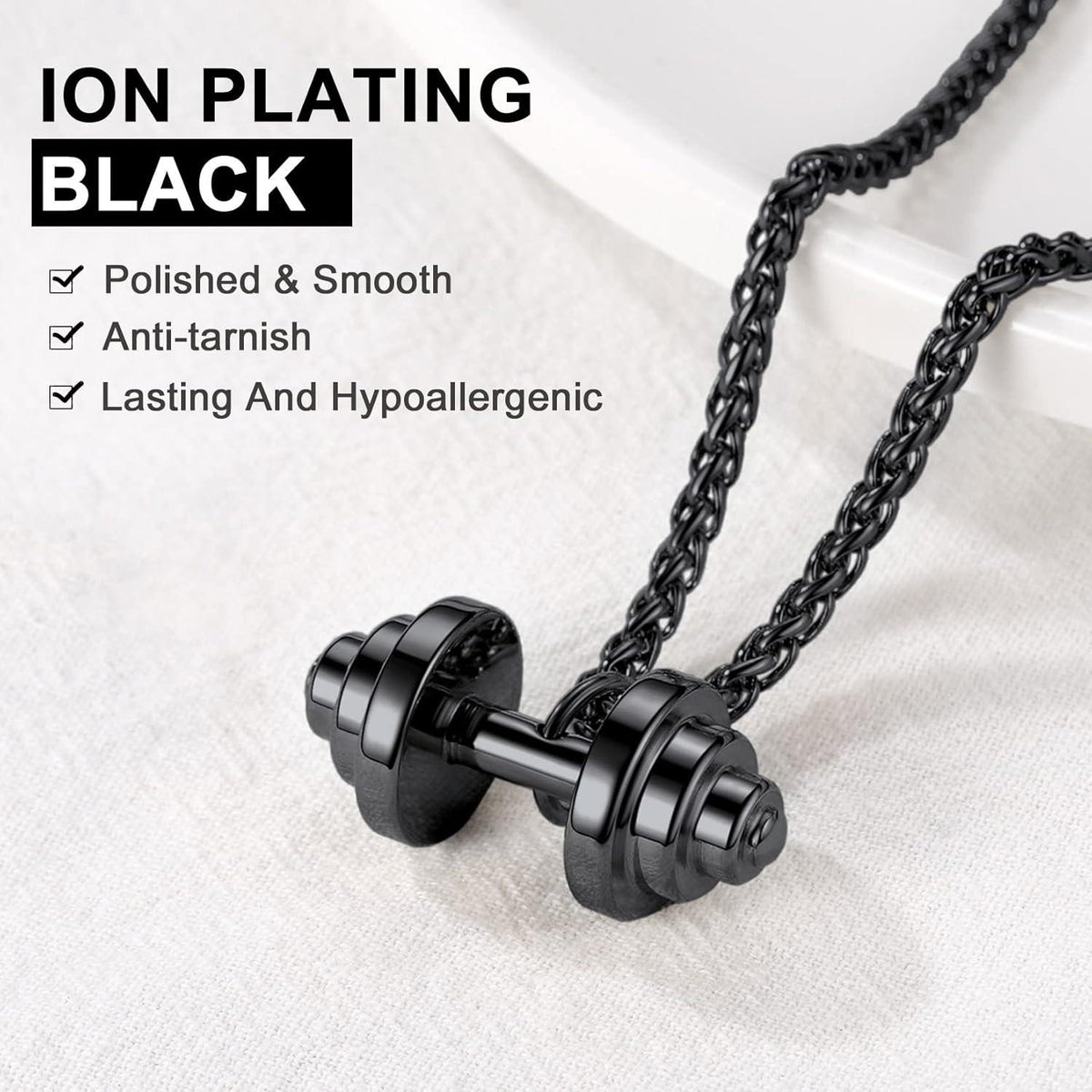 U7 Herren Dumbbell Hantelkette Fitness Bodybuilding Modeschmuck