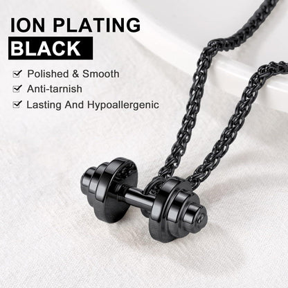 U7 Herren Dumbbell Hantelkette Fitness Bodybuilding Modeschmuck