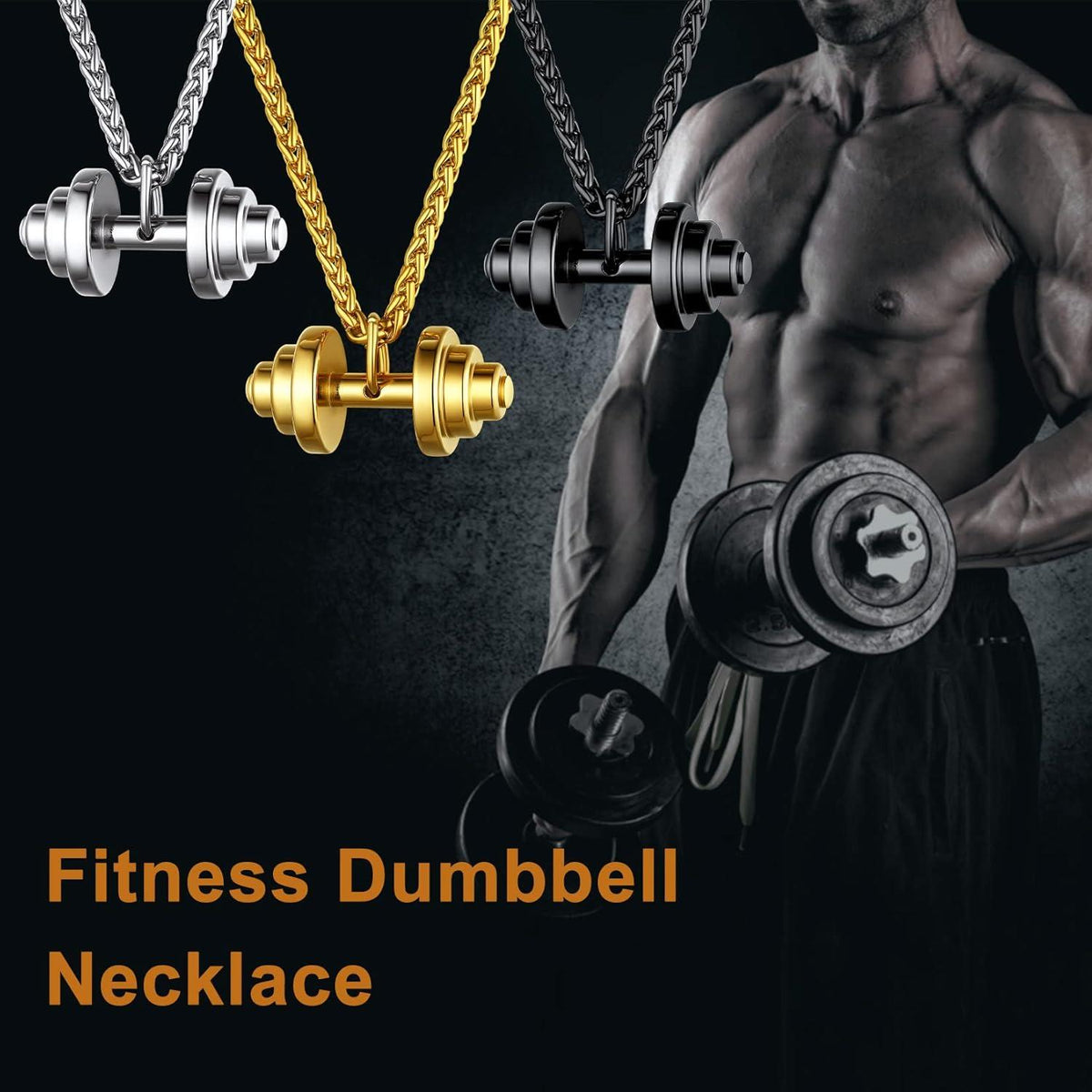 Herren Fitness Halskette Dumbbell Langhantel Fahrrad Anhänger