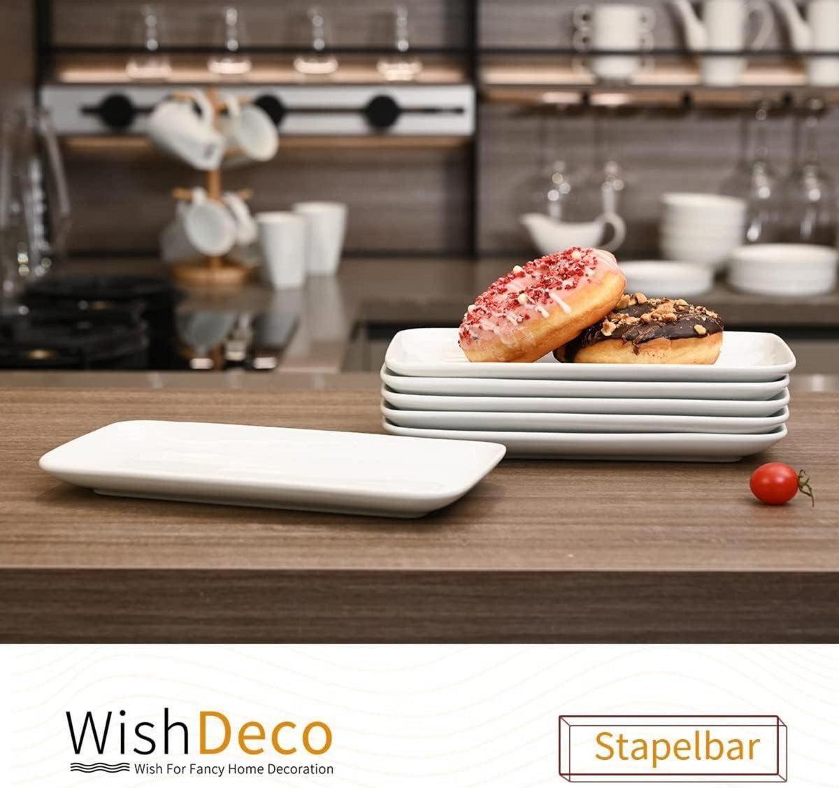 Porzellan Servierplatten Set Weiß 23x12cm 6-tlg. rechteckige Teller