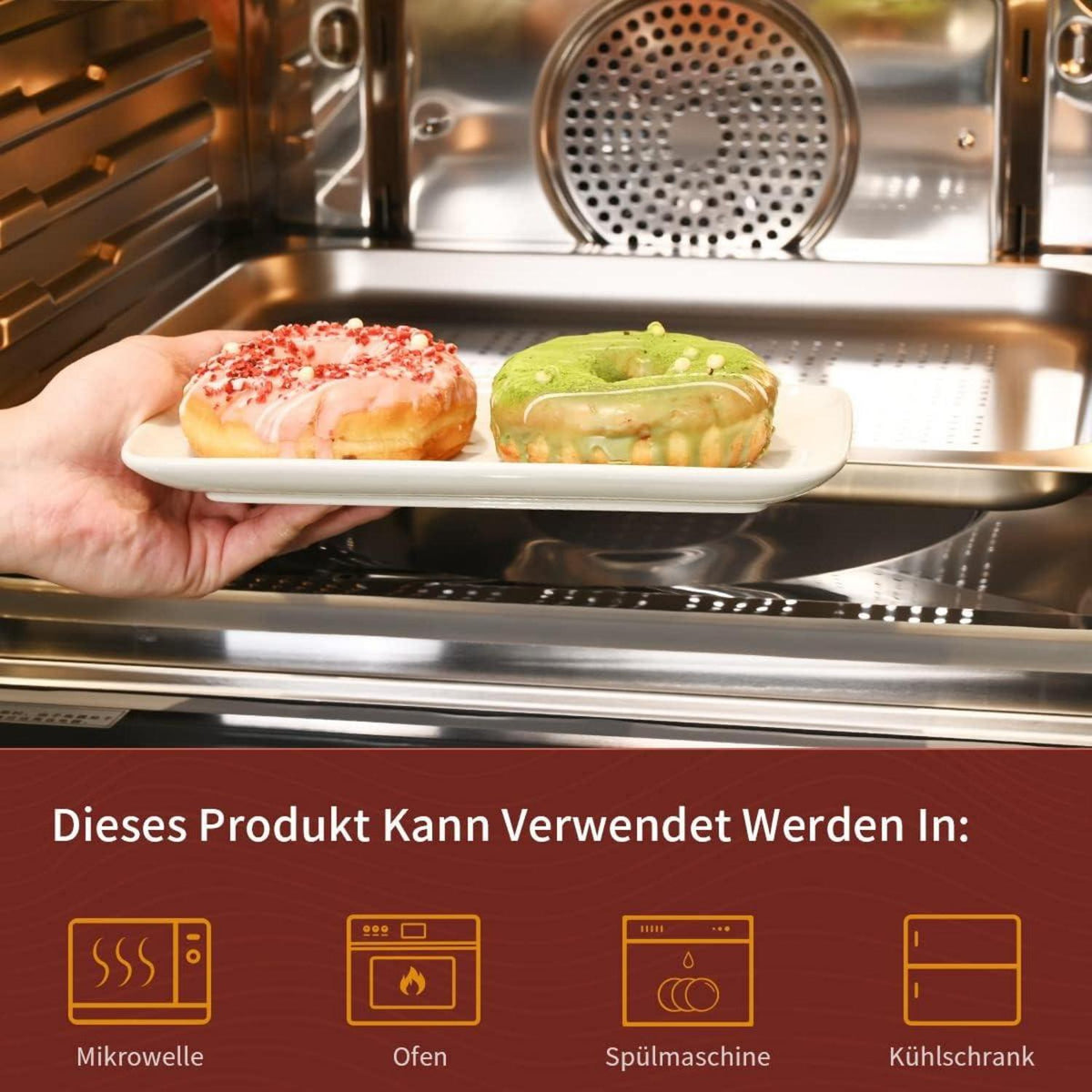 Rechteckige Servierplatten Porzellan Weiß 23x12 cm 6er Set