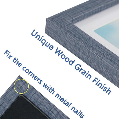 Shampsen 13x18 Blauer Bilderrahmen aus MDF-Holz mit echtem Glas