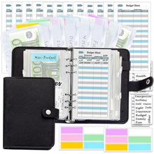 Schwarzes Wollfilz Budget Planner Set mit A6 Geldumschlägen