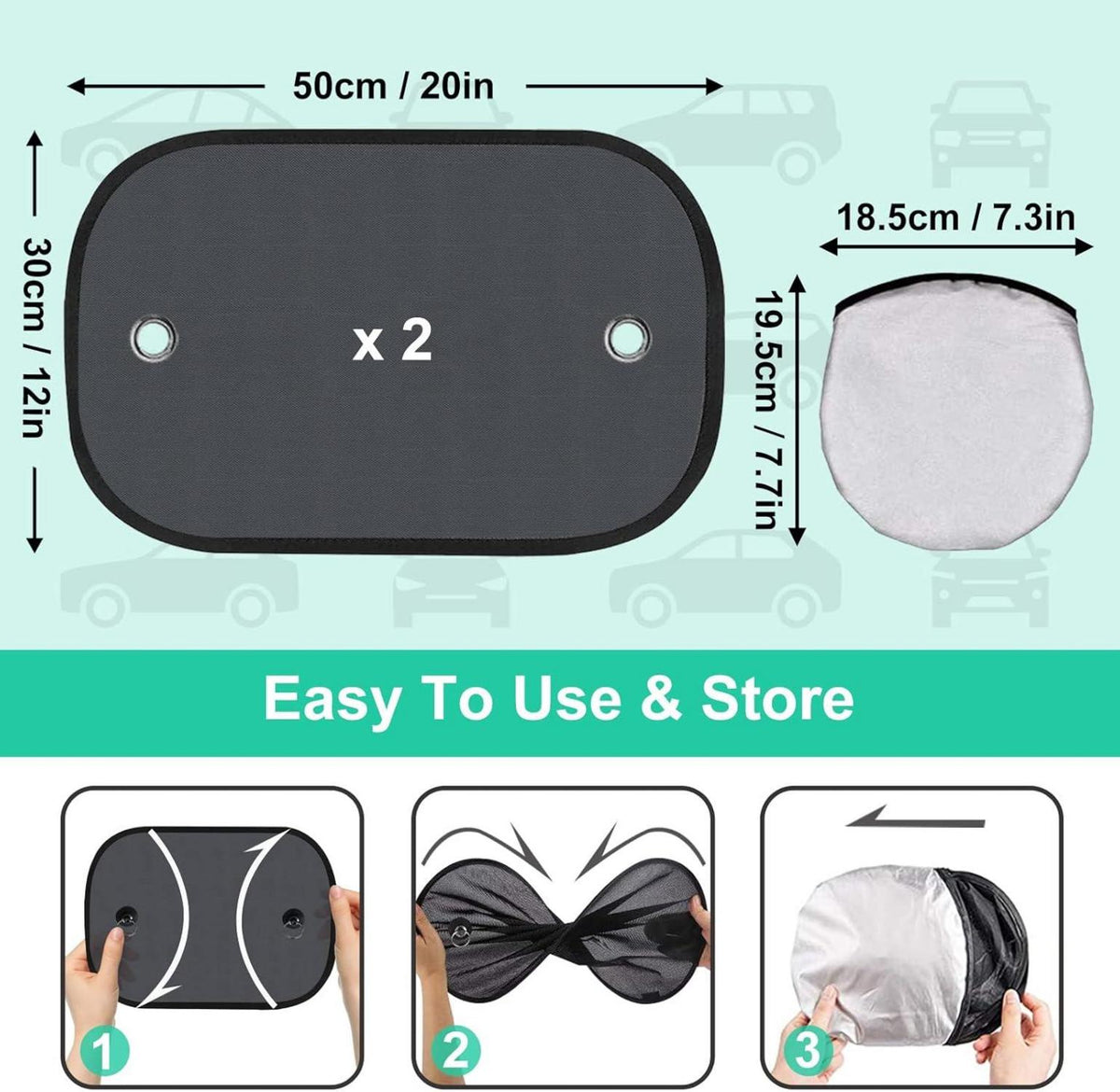 Sonnenschutz Auto Baby 50 x 30 cm 2 Stück UV Schutz Saugnäpfen