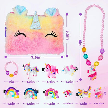 BIQIQI Einhorn Plüsch Handtasche Geschenkset Mädchen
