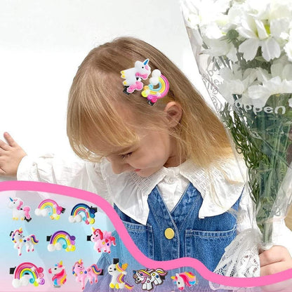 BIQIQI Einhorn Plüsch Handtasche Schmuckset Haarspangen Mädchen