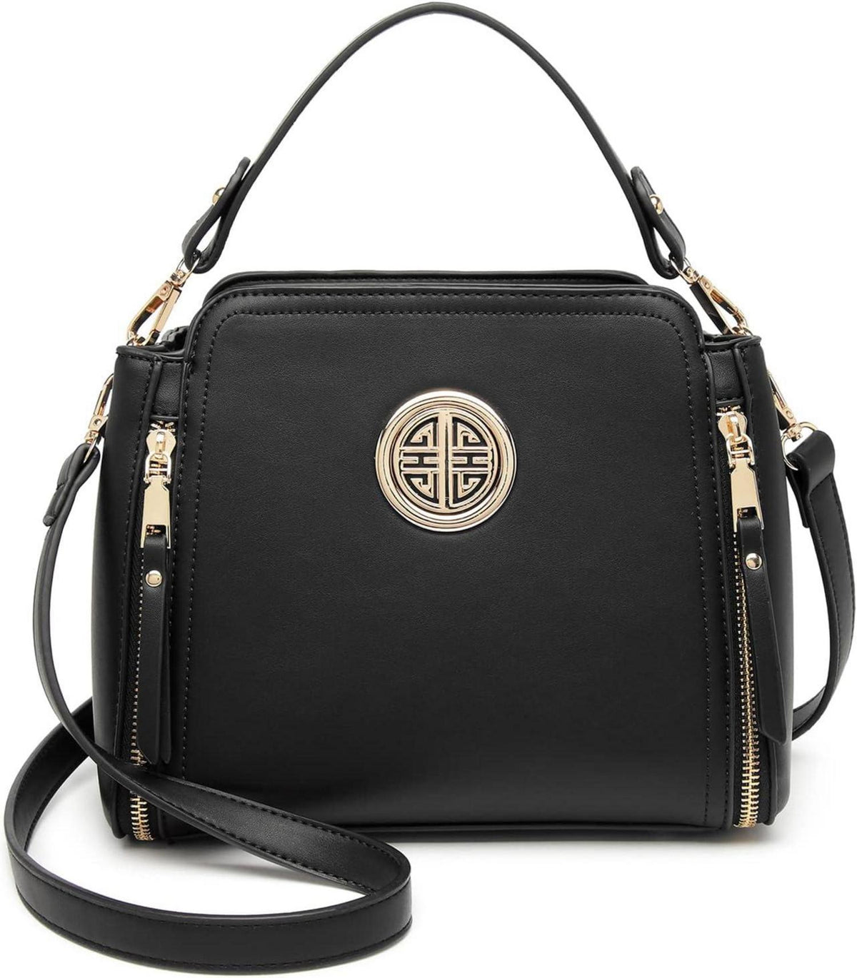Schwarze Miss Lulu Crossbody Umhängetasche Damen PU Leder