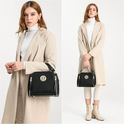 Schwarze Miss Lulu Crossbody Umhängetasche Damen PU Leder