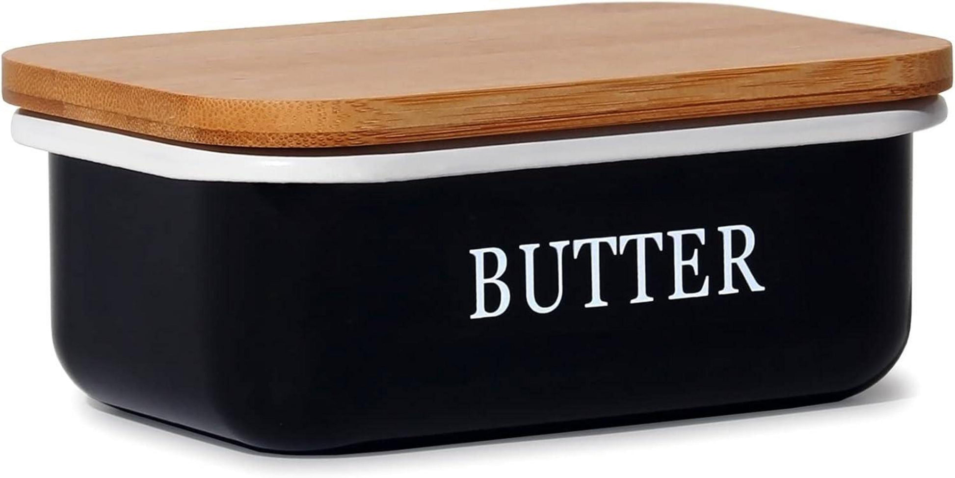 Butterdose mit Holzdeckel für 250 g Butter Schwarz