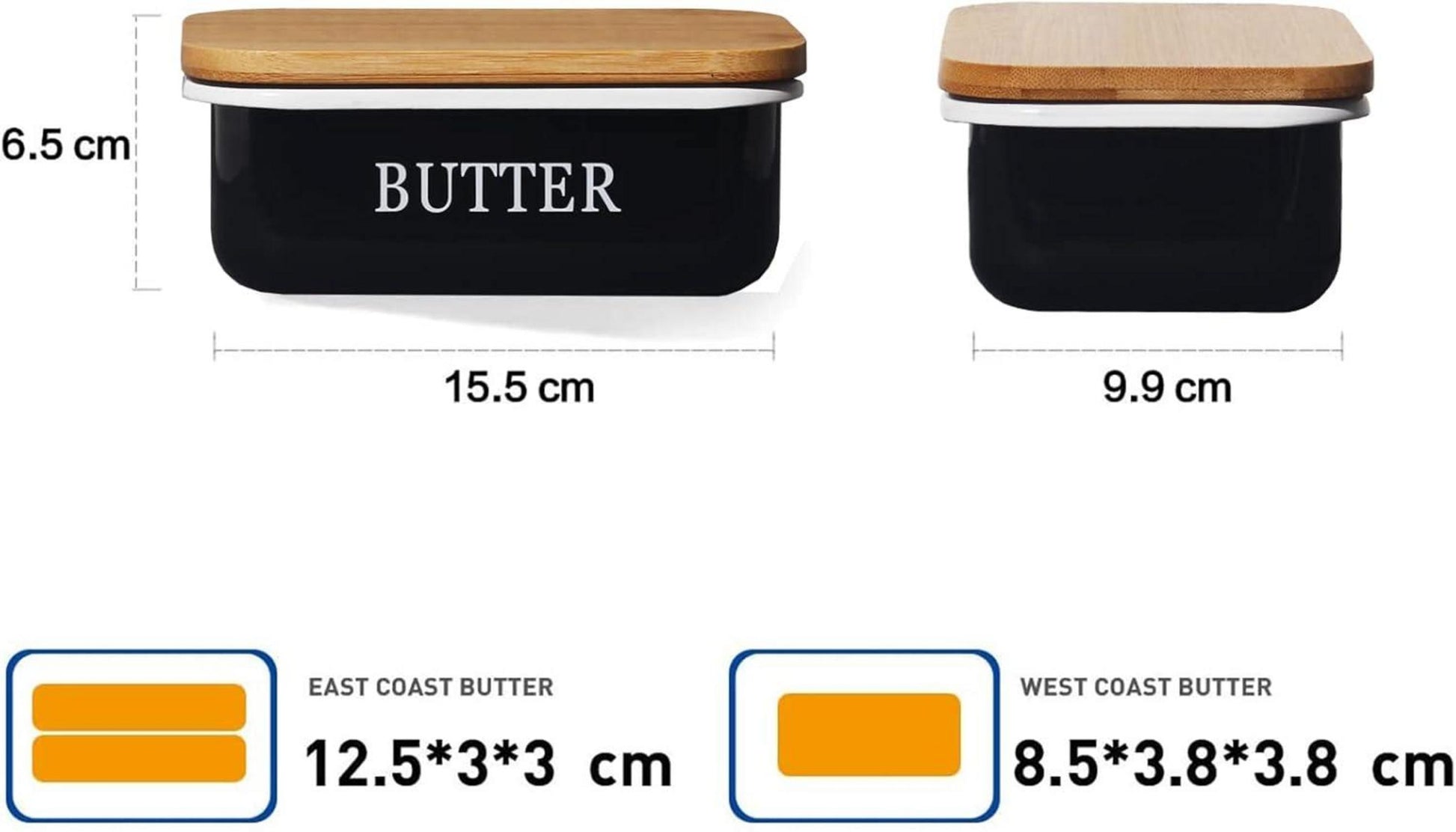 Butterdose mit Holzdeckel für 250 g Butter in Schwarz