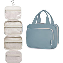 Kulturtasche zum Aufhängen, groß, mit vielen Fächern, Graublau