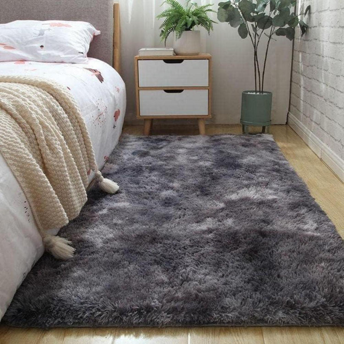 Pauwer Shaggy Teppich 120x160 cm Weich Dunkelgrau Rutschfest