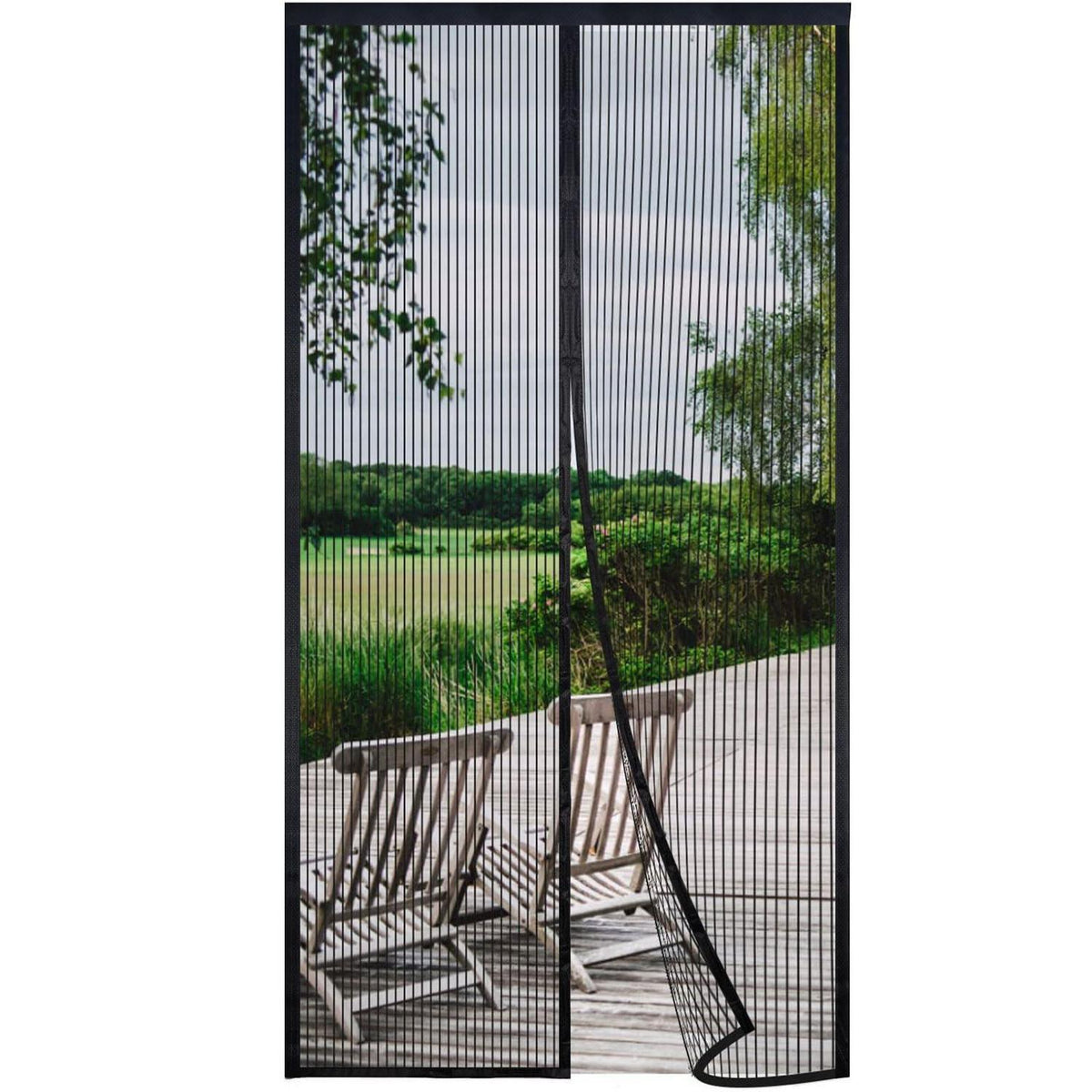 Magnet Fliegengitter Tür 230x210cm Schwarz – Ohne Bohren & Automatisches Schließen
