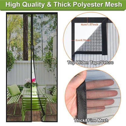 Magnet Fliegengitter Tür 230x235cm Schwarz – Ohne Bohren, Automatisches Schließen
