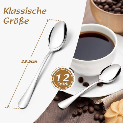 Teelöffel Edelstahl 12 Stück Kaffeelöffel Dessertlöffel Set