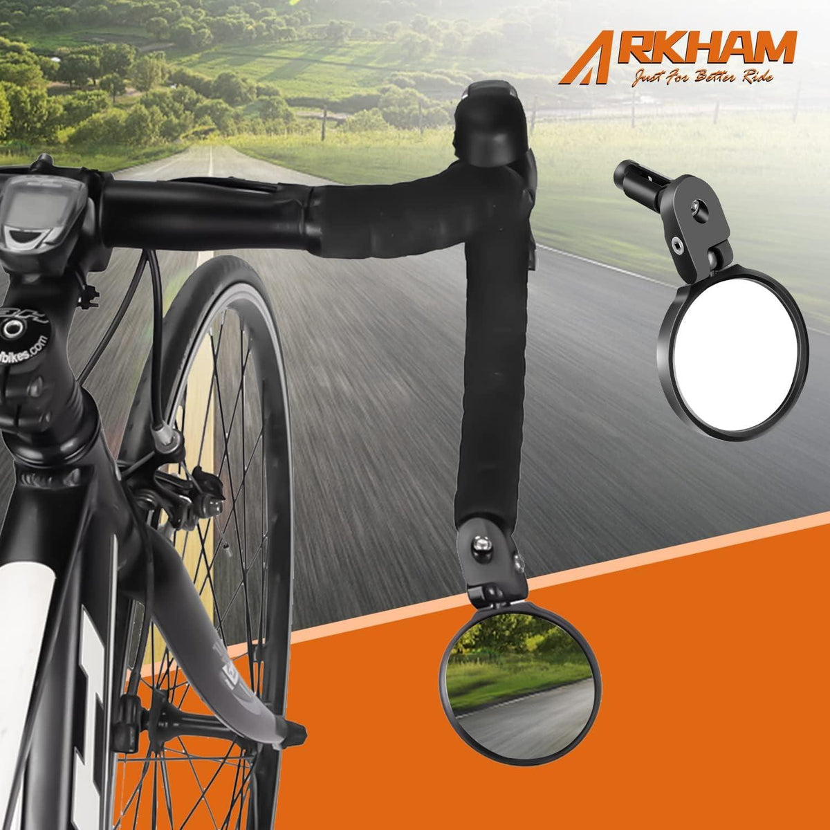 Fahrradspiegel für Lenker E-bike 360° schwenkbarer Rückspiegel 17,4–22 mm Konvexer Spiegel für Elektrofahrräder ({1