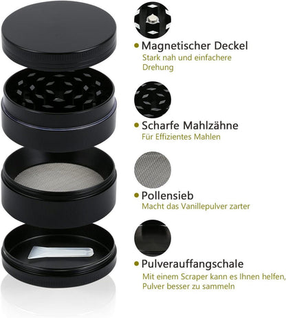 Kräutermühle Pollen Grinder Crusher Gewürze Zinklegierung 4-teilig Set