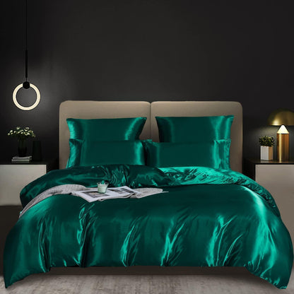 Satin Bettwäsche Set 135x200 cm Dunkelgrün