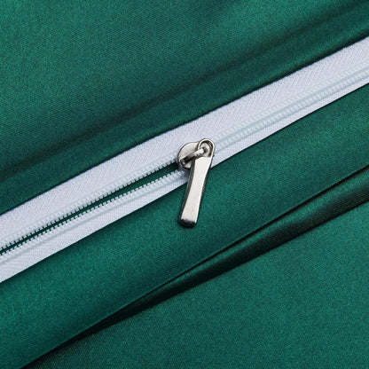 Satin Bettwäsche Set 135x200 Dunkelgrün 4-teilig