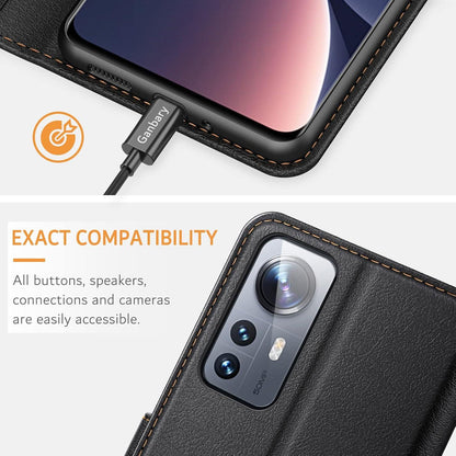 Xiaomi 12 / 12X Handyhülle Leder Tasche Flipcase Schwarz