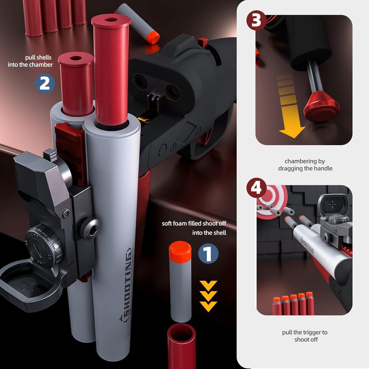 Double Barrel Shotgun Blaster Spielzeug Pistole für Kinder - Schwarz