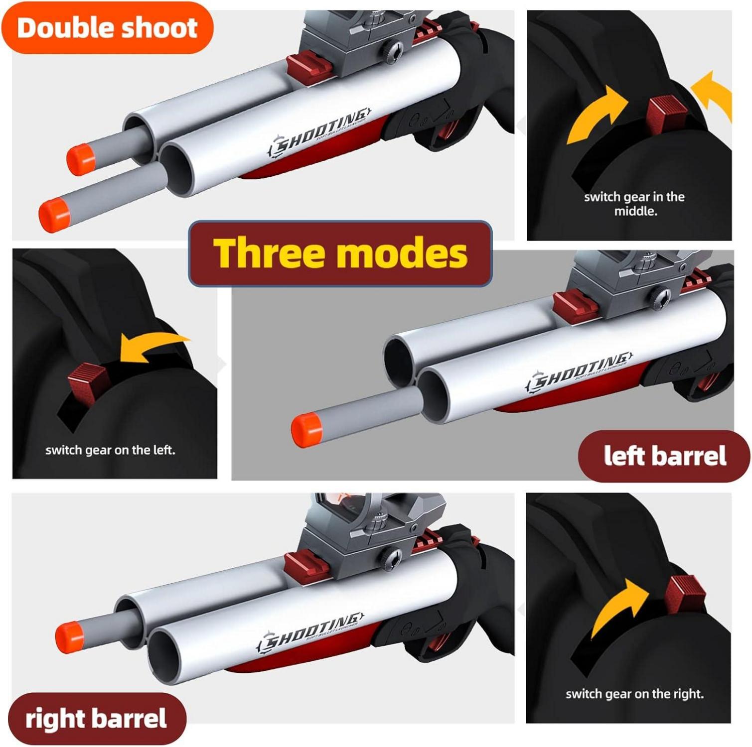 Double Barrel Shotgun Spielzeug-Schaumstoff-Blaster mit Kugeln - Doppelschuss