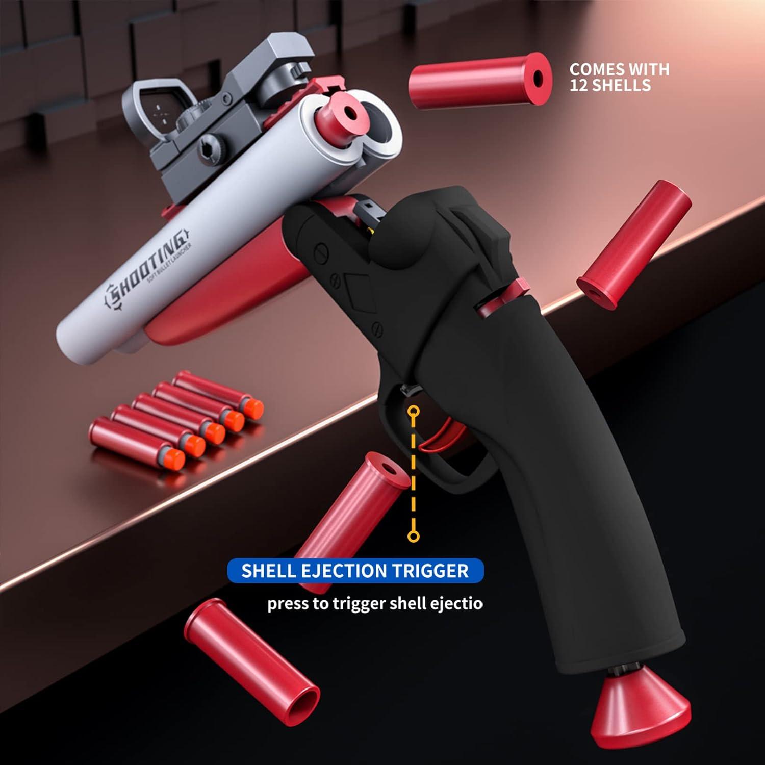Double Barrel Shotgun Spielzeug-Schaumblaster für Kinder - Schwarz